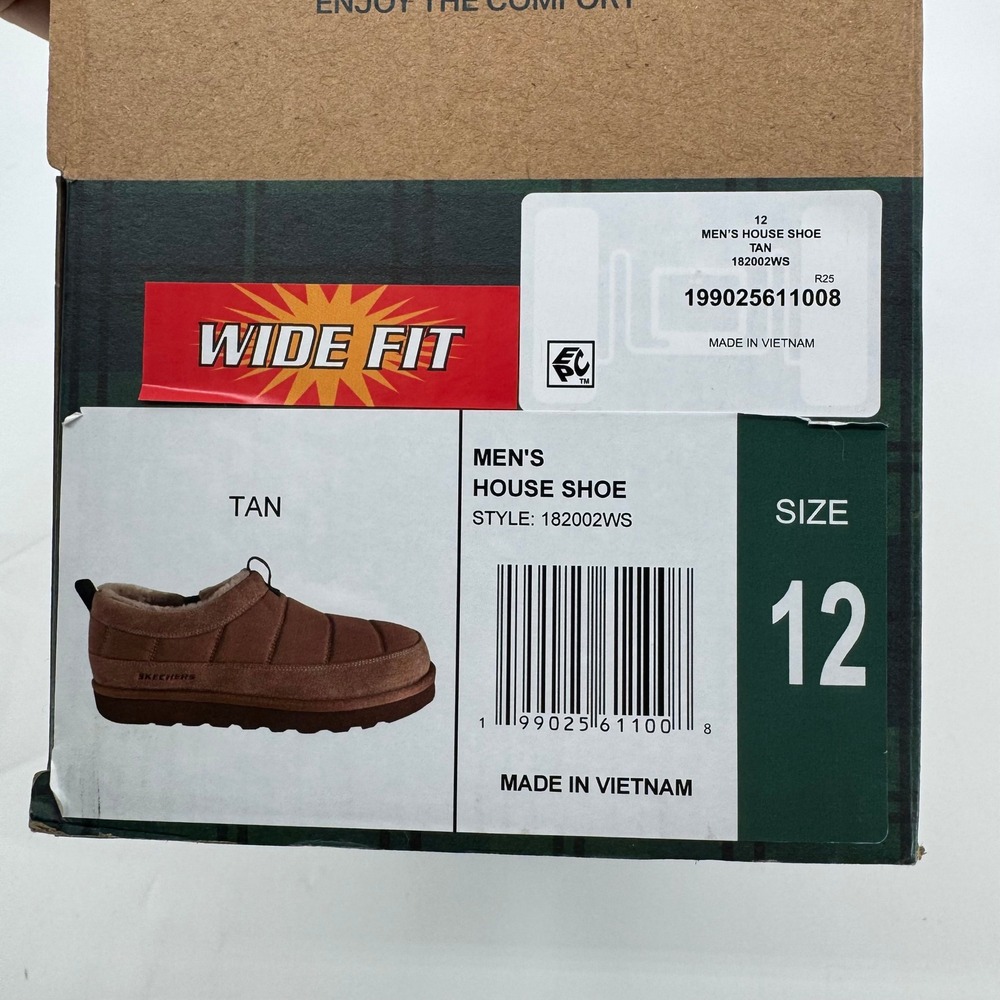 Skechers Luxe Foam Mens House Shoes Tan Wide Fit Slippers 182002WS Size 12 NEW - Picture 4 of 9